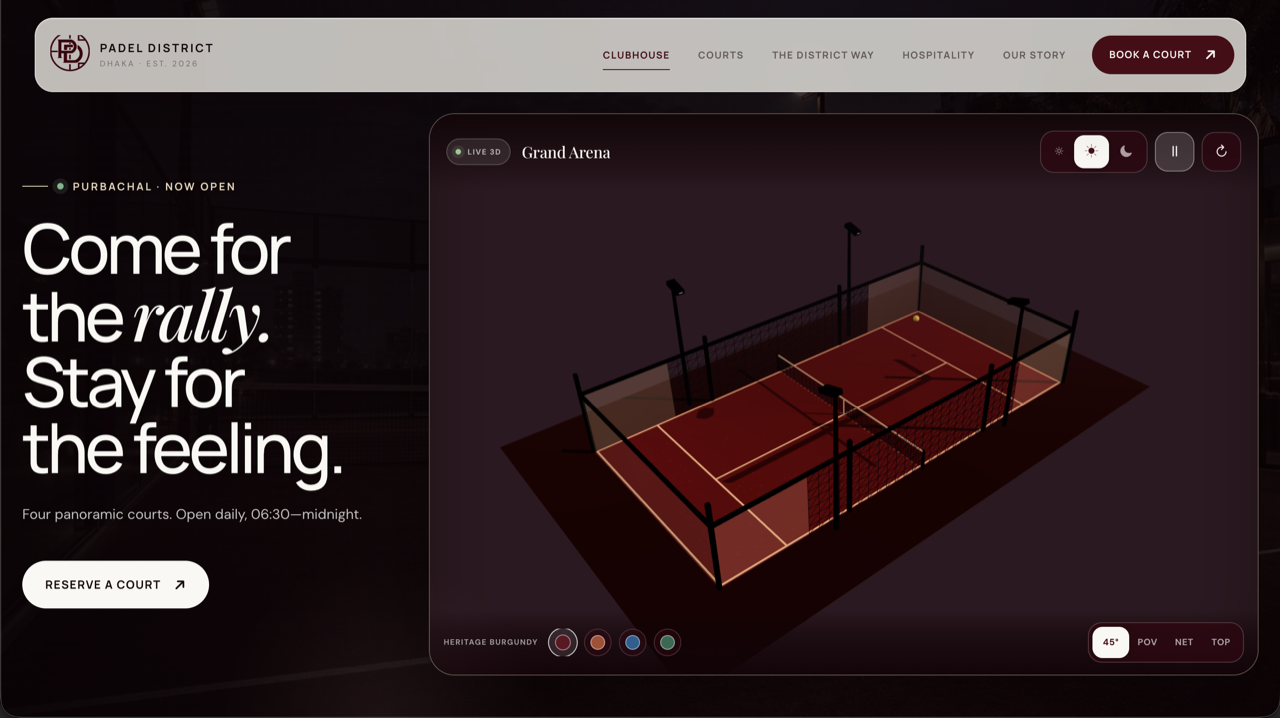 Website preview of Padel District